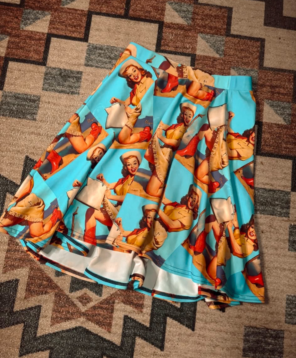 pin up cowgirl strechy circle skirt